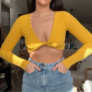 Forever 21 Mustard Knit Crop Top